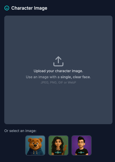 Pick a character interface
