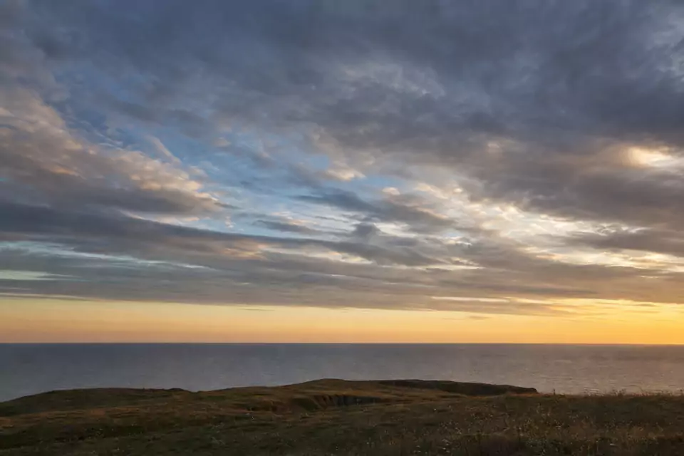 Coastal scene with the horizon on the lower third